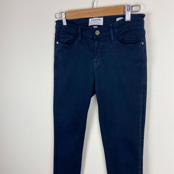 Frame Le Skinny de Jeanne Stretch Denim Jeans - Deep Navy - Picture 3 of 8
